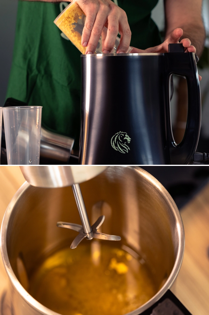 Adding Beeswax to Cannabis-Infused Oil Learn how to add beeswax to warm cannabis-infused oil and blend it smoothly to create a natural cannabis balm.