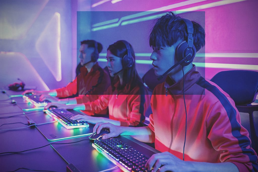 Premium Photo Close up of player holding joystick, losing video games in front of computer. gamer using joystick and playing online games on monitor, sitting at desk. man gaming with modern