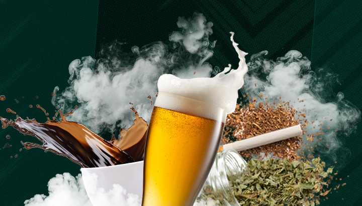 Most Used Psychoactive Substances: Caffeine, Alcohol, Nicotine, and Cannabis Explore the most used psychoactive substances: caffeine, alcohol, nicotine, and cannabis. This image highlights their effects and widespread global use. Learn about common psychoactive drugs.