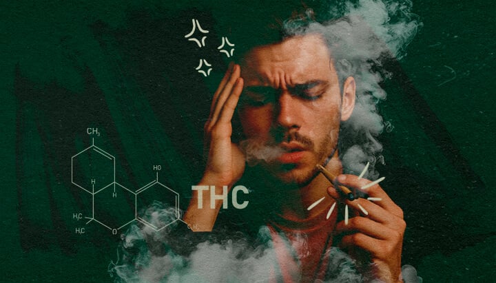 Understanding Cannabis Tolerance and THC Effects Man smoking cannabis illustrating THC effects and potential side effects like dizziness, relevant to cannabis tolerance and tolerance breaks.