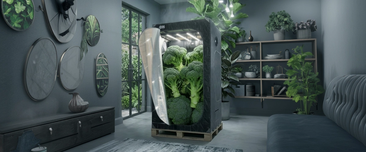 Modern indoor grow tent setup with controlled lighting and ventilation, representing complete grow tent kits and essential indoor grow equipment