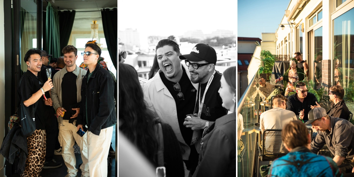 See moments from the rooftop gathering after The Pl*nt premiere, where guests continued conversations over drinks and the Berlin skyline.
