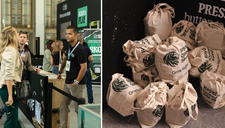 Explore the Royal Queen Seeds booth with interactive games, branded gift bags, and TYSON 2.0 event highlights.